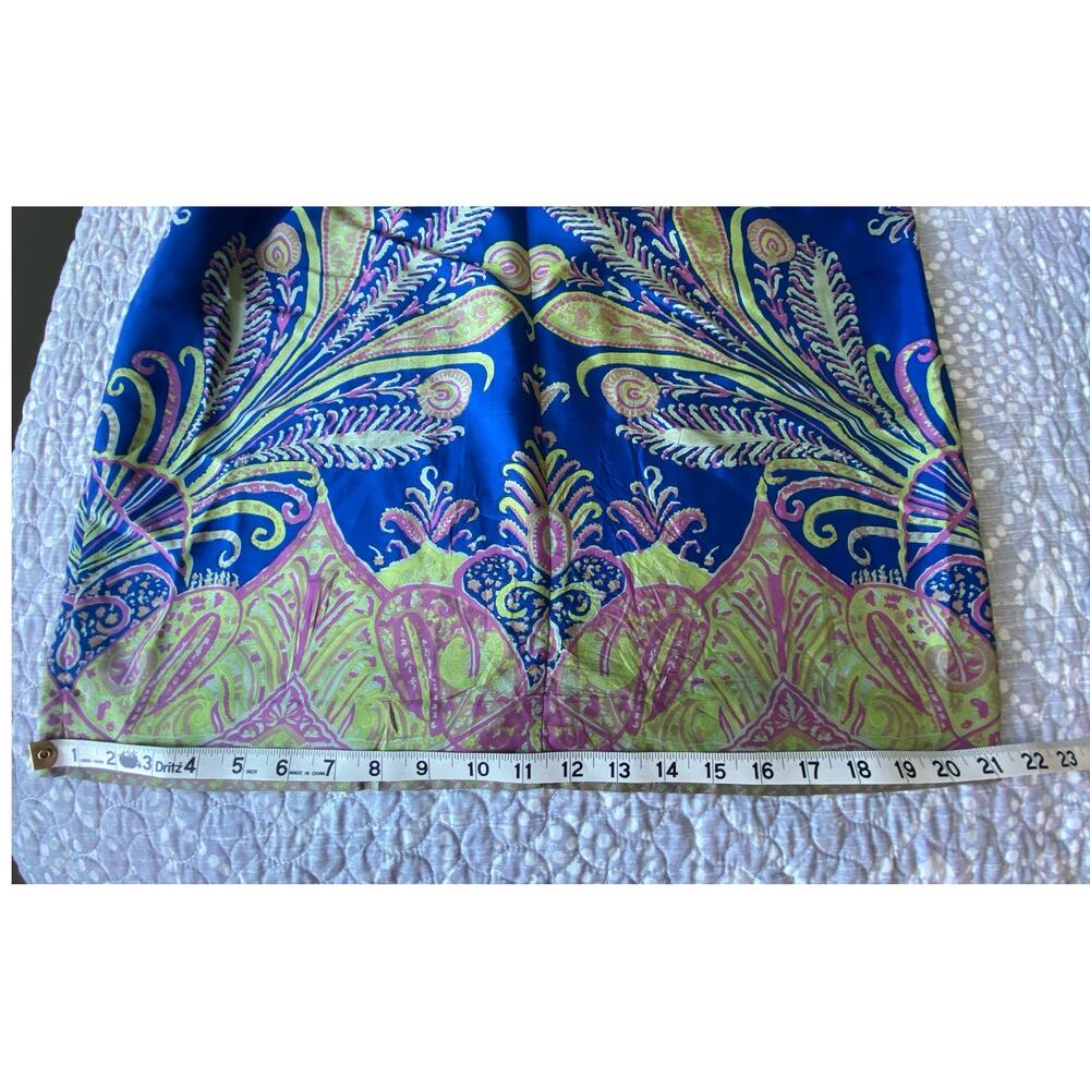 J.CREW Collection Dress Silk Floral Mixed Pattern Blue Pink Lace Up Size 6 - Picture 12 of 13